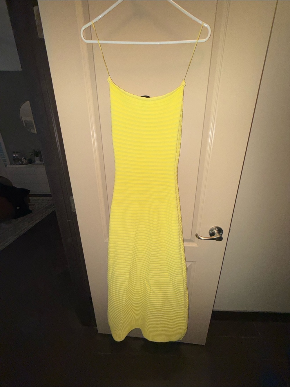 The Wolf Gang Strapless Ribbed Maxi Dress in Soft Yellow - Picture 2 of 7